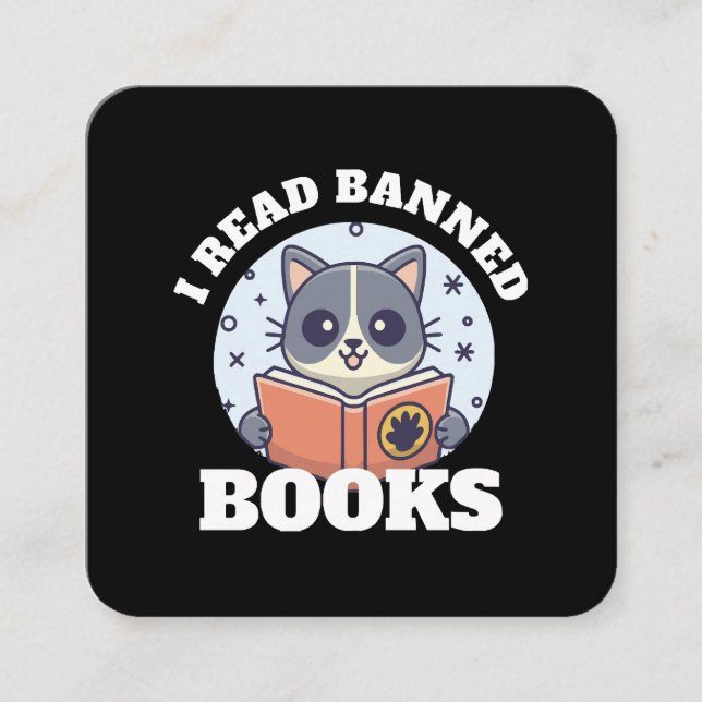 I read banned books square business card (Front)