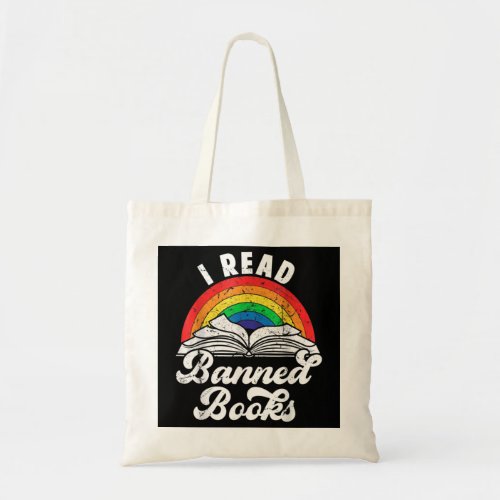 I Read Banned Books Vintage Literature Rainbow Rea Tote Bag