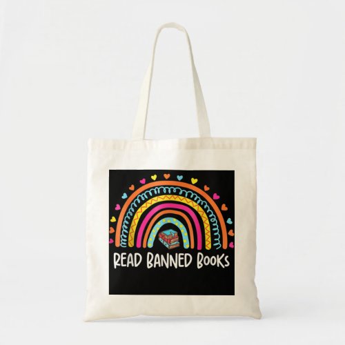 I Read Banned Books Vintage Rainbow Reading Book L Tote Bag