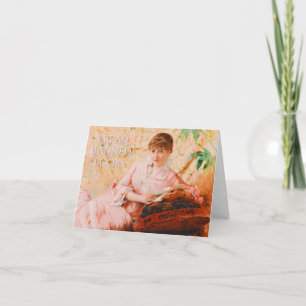 I Read Banned Books Vintage Woman Reading Card