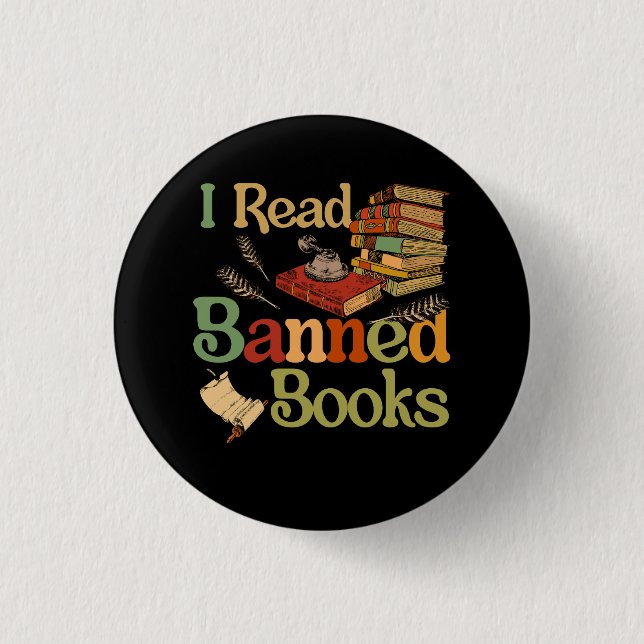 I Read Banned Books Week Librarian Freadom Reader  Button (Front)