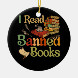I Read Banned Books Week Librarian Freadom Reader  Ceramic Ornament