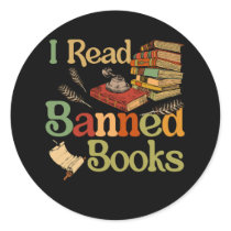 I Read Banned Books Week Librarian Freadom Reader  Classic Round Sticker
