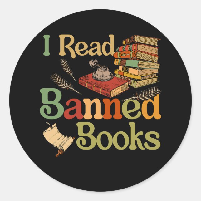 I Read Banned Books Week Librarian Freadom Reader  Classic Round Sticker (Front)