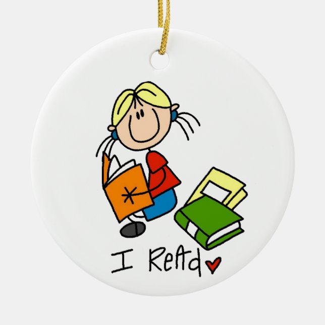 I Read Ceramic Ornament (Front)