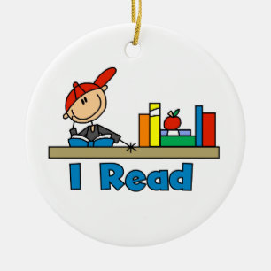 I Read Ceramic Ornament