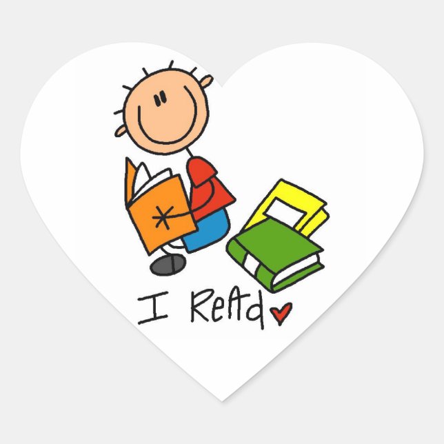 I Read Heart Sticker (Front)