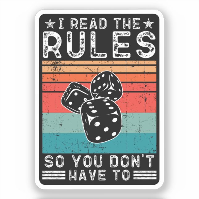 I Read the Rules So You Don't Have to Board Game  Sticker (Front)