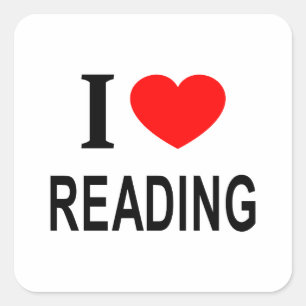 I ❤️ READING I LOVE READING I HEART READING SQUARE STICKER
