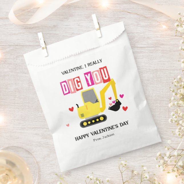 I Really Dig You Classroom Valentine's Day Favor Bag (Clipped)
