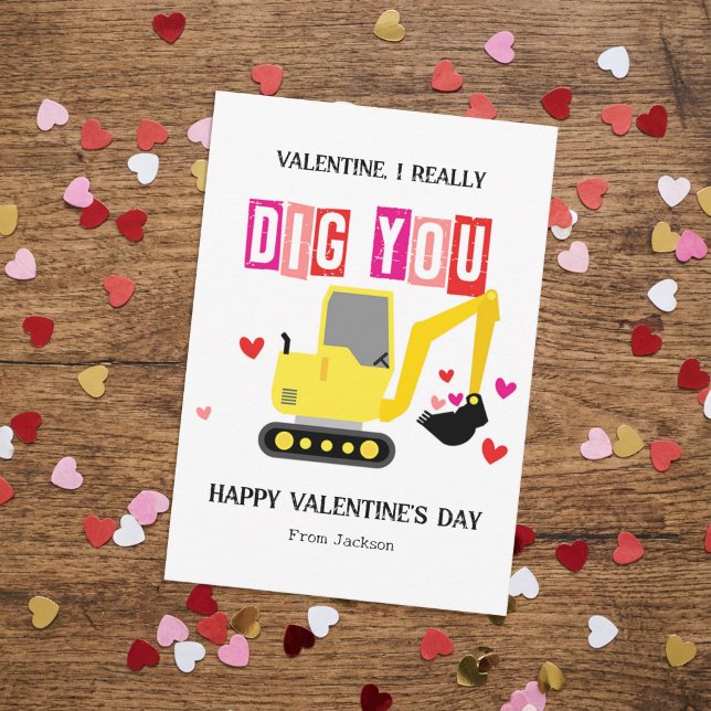 I Really Dig You Classroom Valentine's Day Note Card (Creator Uploaded)