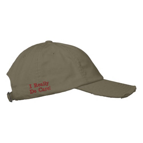 I really do care USA Light Olive Embroidered Baseball Cap