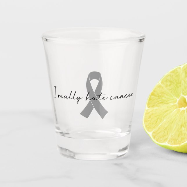 I Really Hate Cancer | Any Color Ribbon Shot Glass (Front)