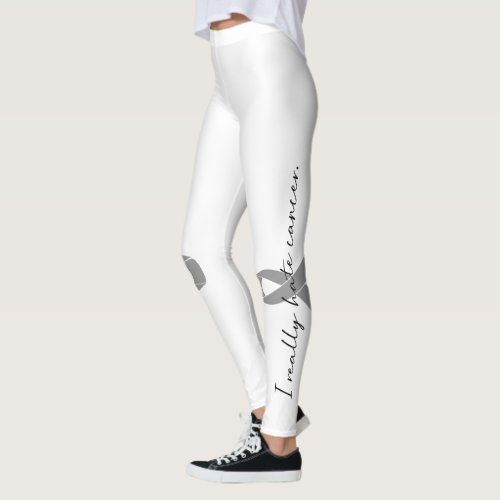 I Really Hate Cancer  Custom Ribbon Color Leggings