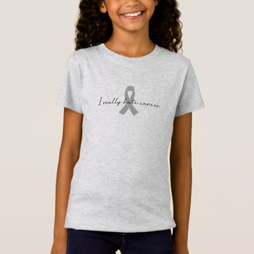 I Really Hate Cancer  Custom Ribbon Color T_Shirt