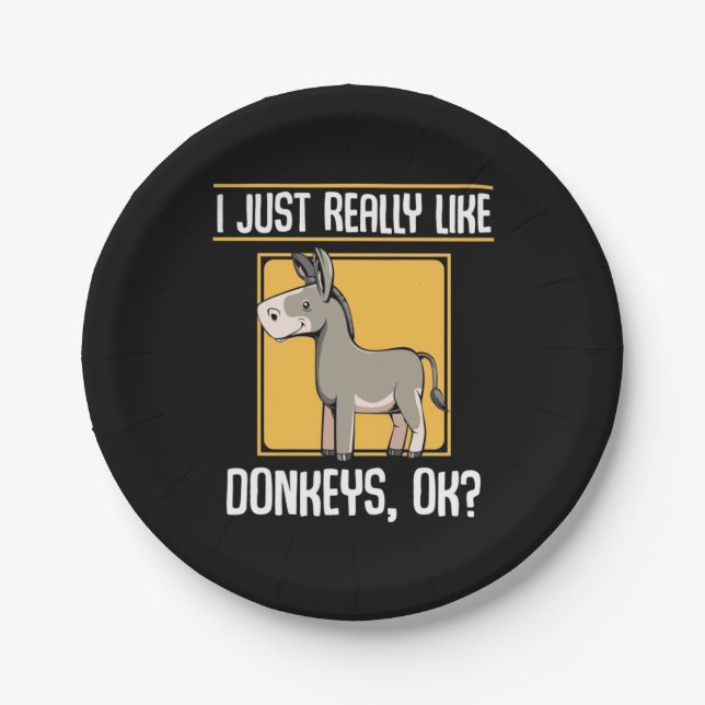 I Really Like Donkeys Paper Plates (Front)