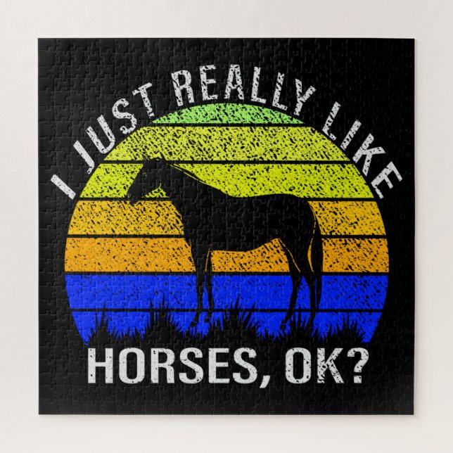 I Really Like Horses in Blue and Yellow   Jigsaw Puzzle (Vertical)
