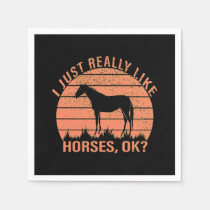 I Really Like Horses in Orange Tangerine Napkins