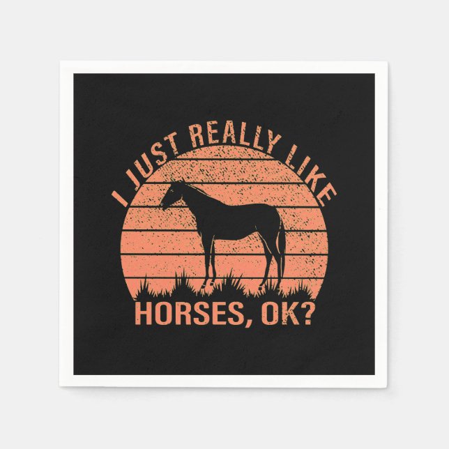 I Really Like Horses in Orange Tangerine  Napkins (Front)