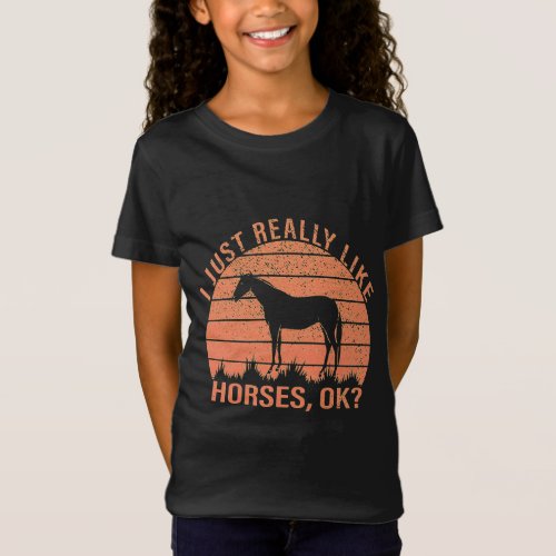 I Really Like Horses in Orange Tangerine T_Shirt