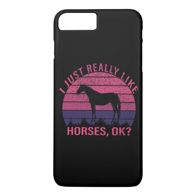 I Really Like Horses in Pink and Deep Purple  Case-Mate iPhone Case (Back)