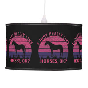 I Really Like Horses in Pink and Deep Purple Ceiling Lamp
