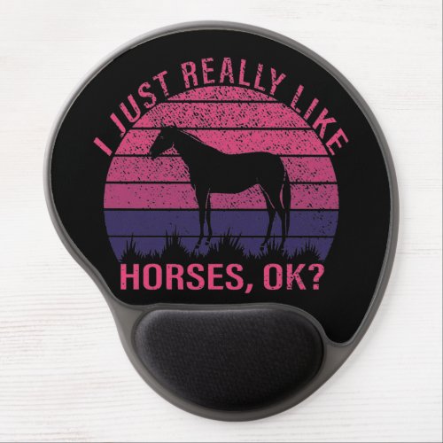 I Really Like Horses in Pink and Deep Purple     Gel Mouse Pad