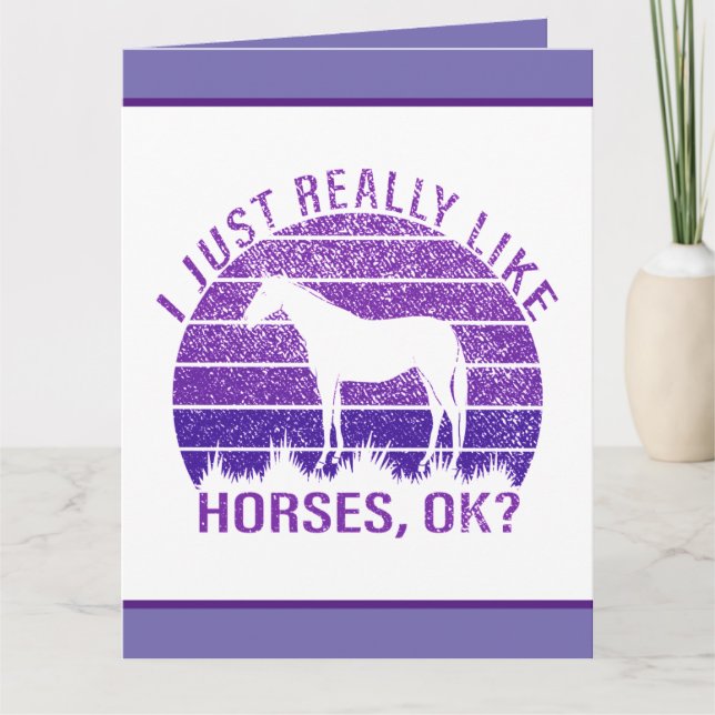 I Really Like Horses in Purple  Card (Front)