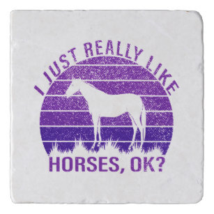 I Really Like Horses in Purple    Trivet