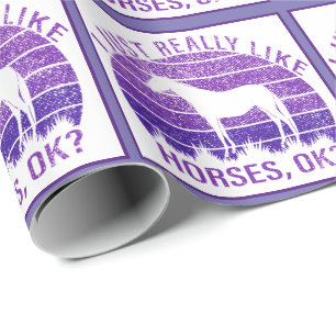 I Really Like Horses in Purple Wrapping Paper