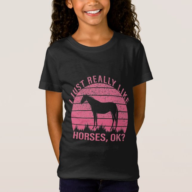 I Really Like Horses in Rose Pink  T-Shirt (Front)