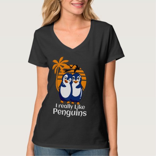 I Really Like Penguins Penguin Ice Floe Snow Antar T_Shirt