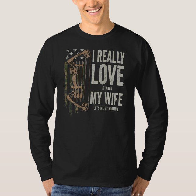 I Really Love My Wife   Mens Deer Hunting  On Back T-Shirt (Front)
