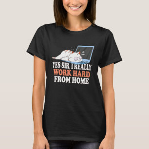 I Really Work Hard From Home Cat Home Office T-Shirt