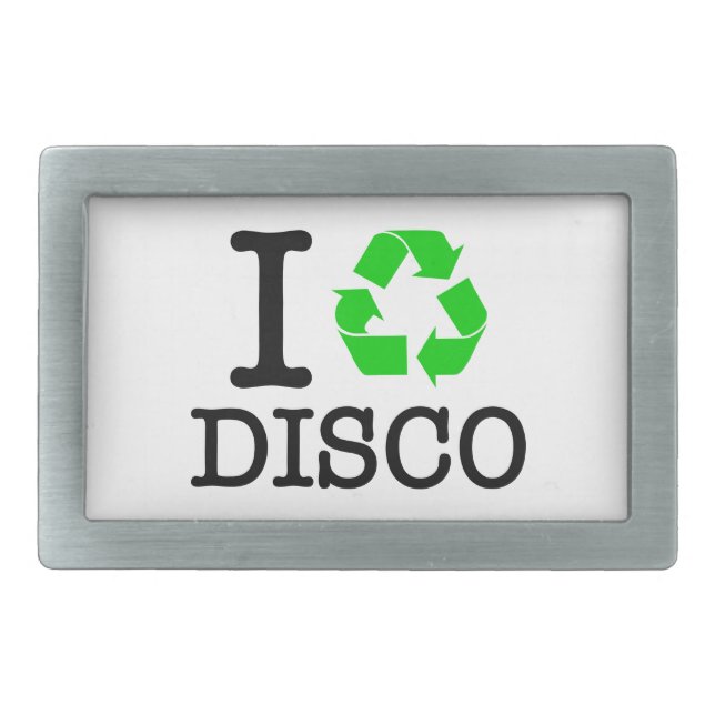 I Recycle Disco Rectangular Belt Buckle (Front)