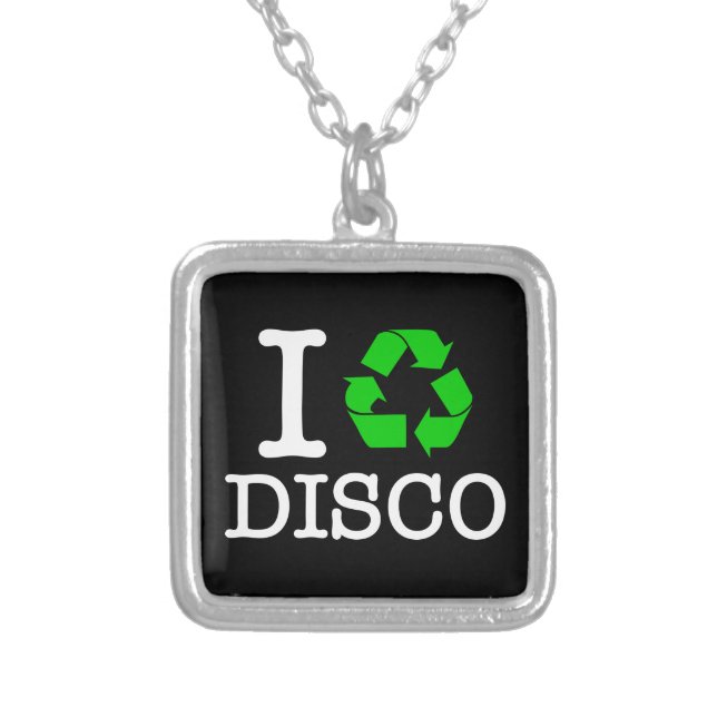 I Recycle Disco Silver Plated Necklace (Front)