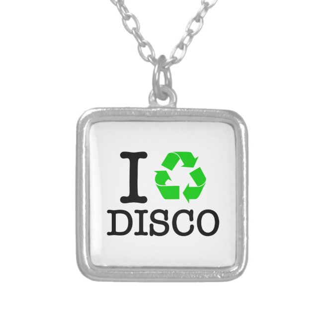 I Recycle Disco Silver Plated Necklace (Front)
