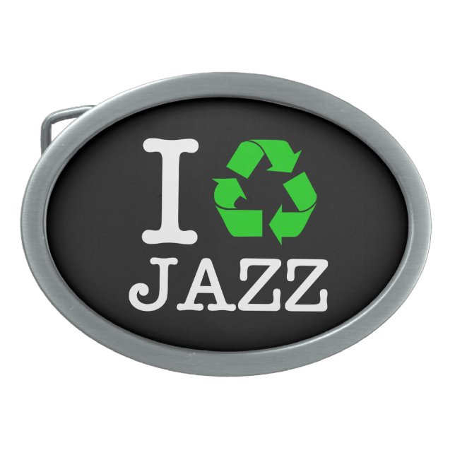 I Recycle Jazz Oval Belt Buckle (Front)