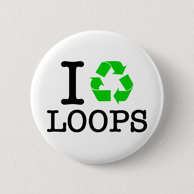 I Recycle Loops Pinback Button (Front)