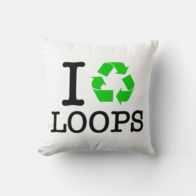 I Recycle Loops Throw Pillow (Front)