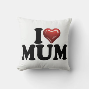 I red glossy heart MUM mother's day mom birthday Throw Pillow