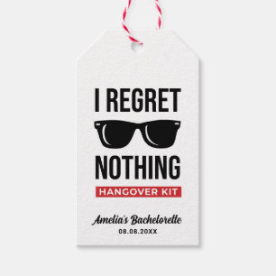 I Regret Nothing Bachelorette Party Hangover Kit Gift Tags