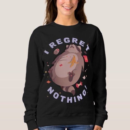 I Regret Nothing Raccoon Eating Garbage Funny Sweatshirt