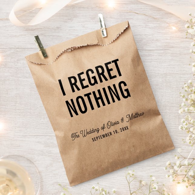I regret nothing. Wedding party / hotel welcome Favor Bag (Clipped)