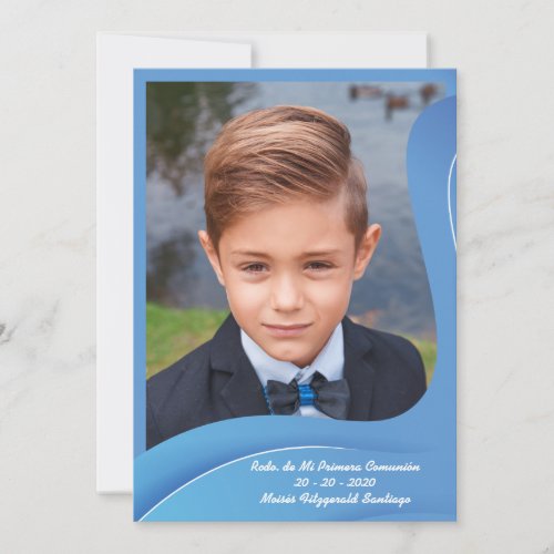I Remember My First Communion in Blue Waves Holiday Card