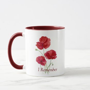 I Remember Red Poppies Watercolor Flowers Mug by countrymousestudio at Zazzle