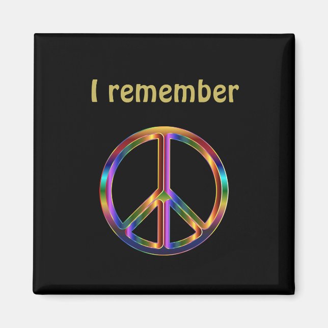 "I Remember" Text with Peace Symbol Magnet (Front)
