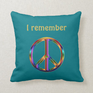 "I Remember" Text with Peace Symbol Throw Pillow