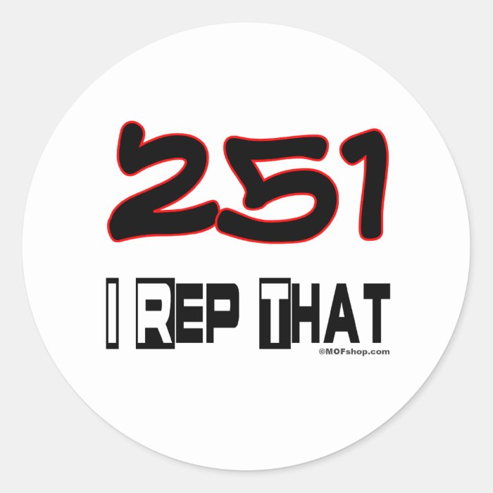 I Rep That 251 Area Code Stickers