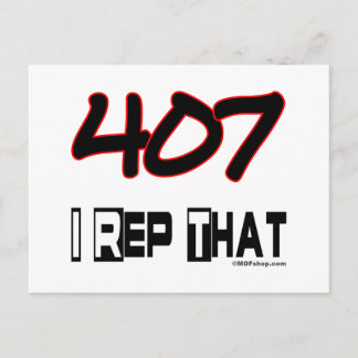 I Rep That 407 Area Code Postcard